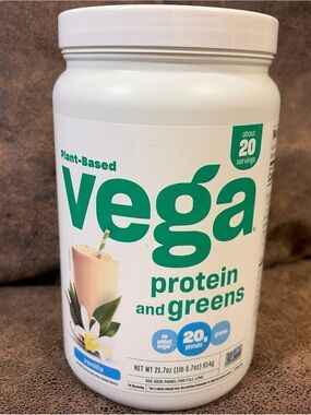Vega Premium Protein + Supergreens, Vanilla – 20g Vegan Protein,
